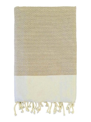 Fouta nid d'abeille traditionnelle Beige 200x200 190g/m² - Athena Taupe XL