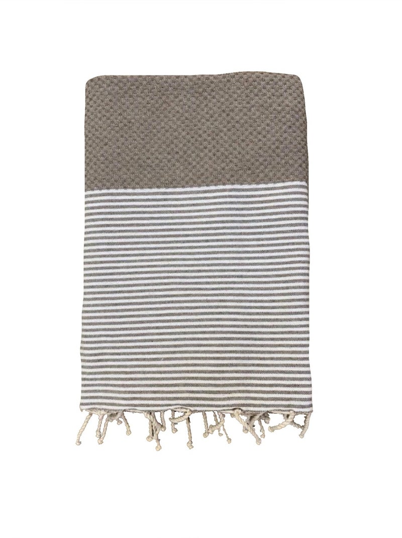 Fouta nid d'abeille traditionnelle Beige 200x200 190g/m² - Mikanda Taupe XL Beige - Kiabi