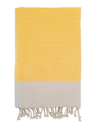 Fouta nid d'abeille traditionnelle Jaune 200x200 190g/m² - Athena Tournesol XL