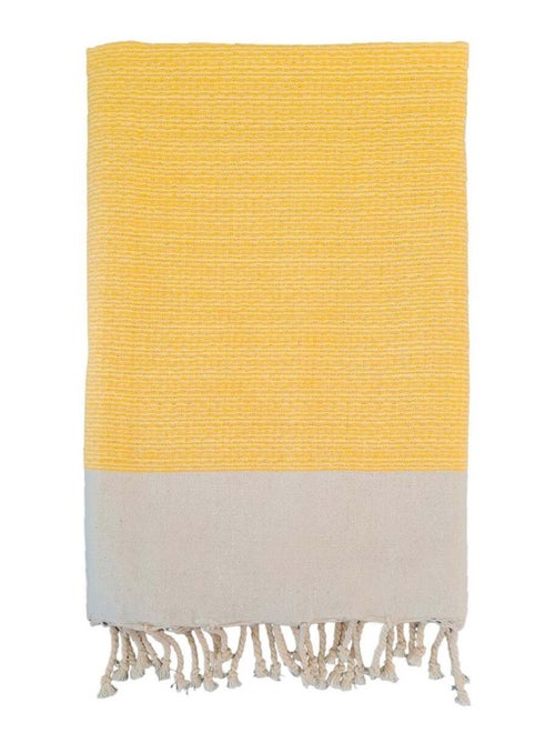 Fouta nid d'abeille traditionnelle Jaune 200x200 190g/m² - Athena Tournesol XL - Kiabi