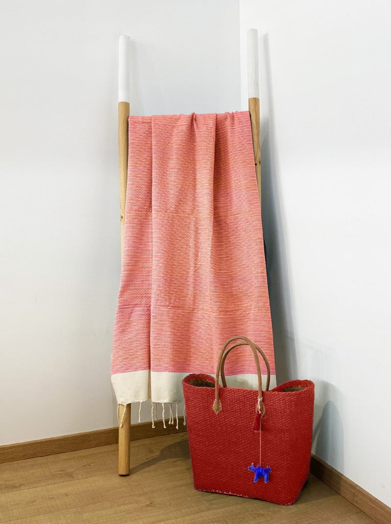 Fouta nid d'abeille traditionnelle Orange 200x200 190g/m² - Athena Orange XL Orange - Kiabi