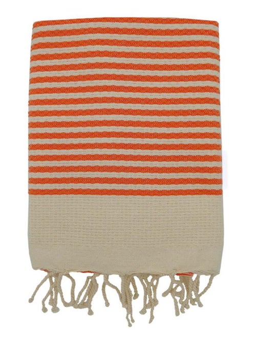 Fouta nid d'abeille traditionnelle Orange 200x200 190g/m² - Yadara Orange XL - Kiabi