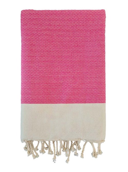 Fouta nid d'abeille traditionnelle Rose 200x200 190g/m² - Athena Fuchsia XL - Kiabi