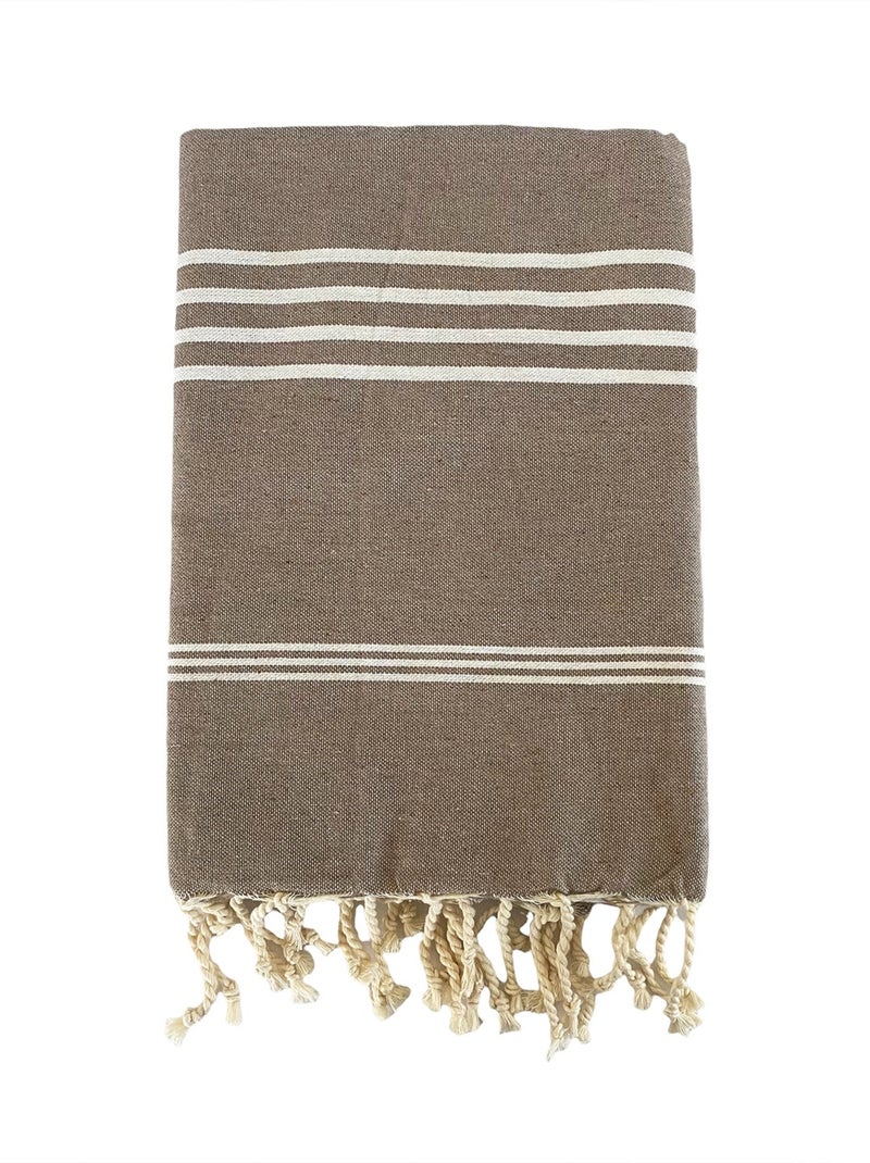 Fouta plate traditionnelle Beige 100x200 190g/m² - Kolora Taupe Beige - Kiabi