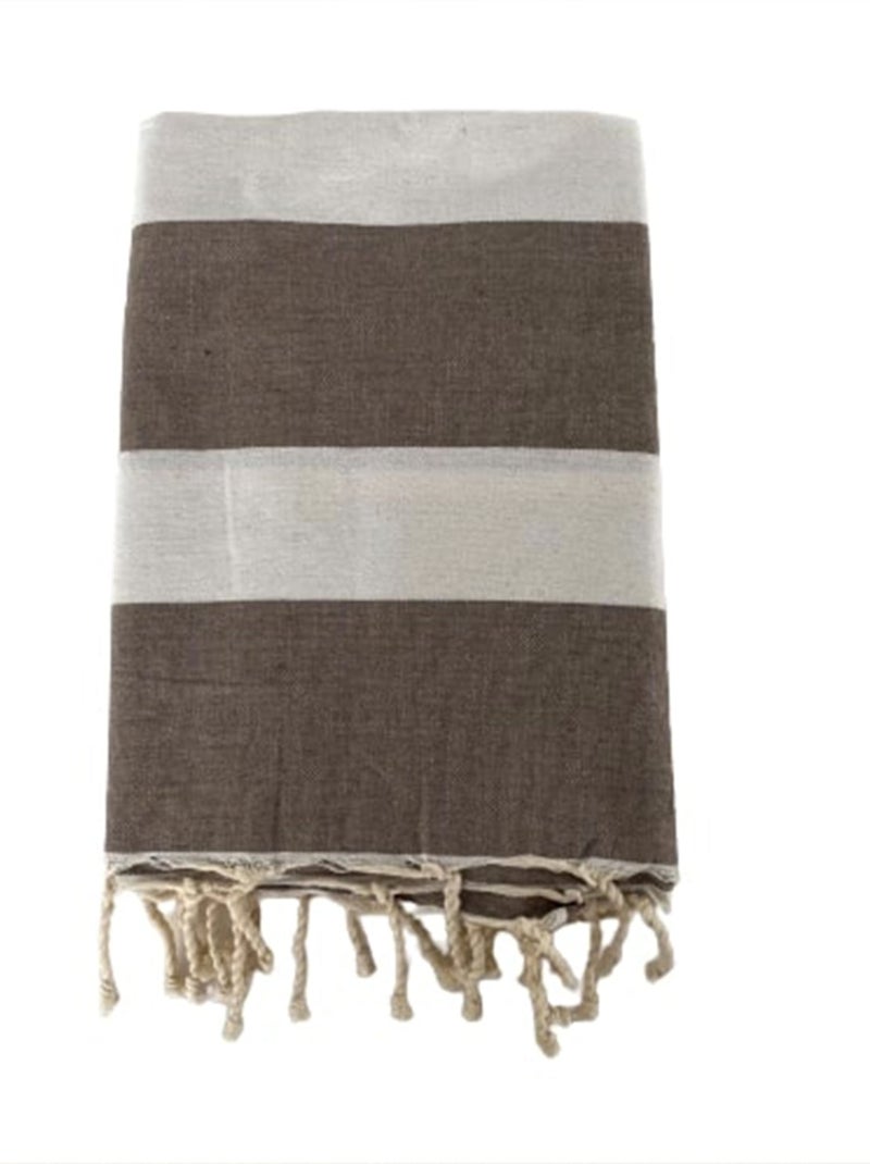 Fouta plate traditionnelle Beige 100x200 190g/m² - Transat Taupe Beige - Kiabi