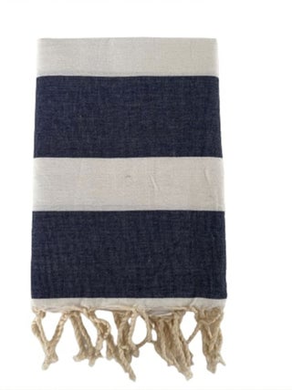Fouta plate traditionnelle Bleu 100x200 190g/m² - Transat Bleu Marine