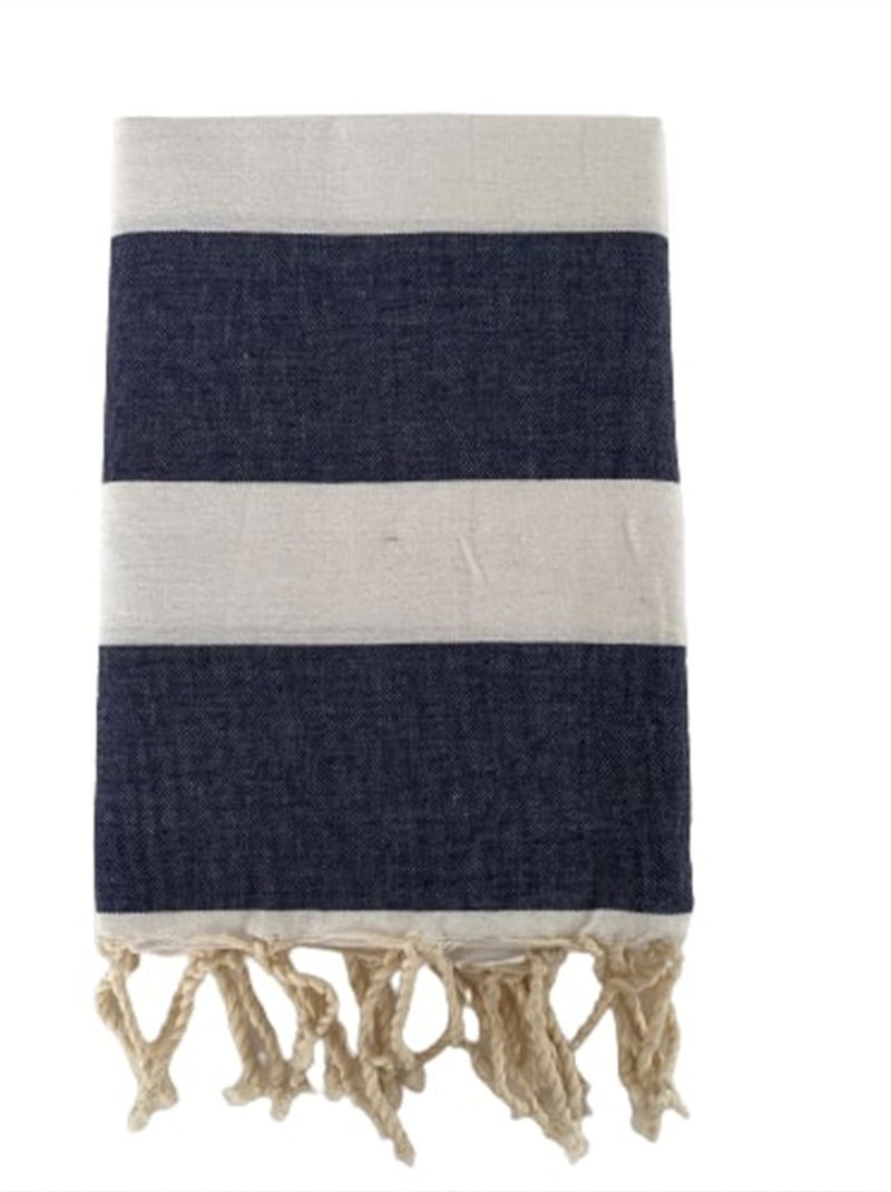 Fouta plate traditionnelle Bleu 100x200 190g/m² - Transat Bleu Marine Bleu - Kiabi