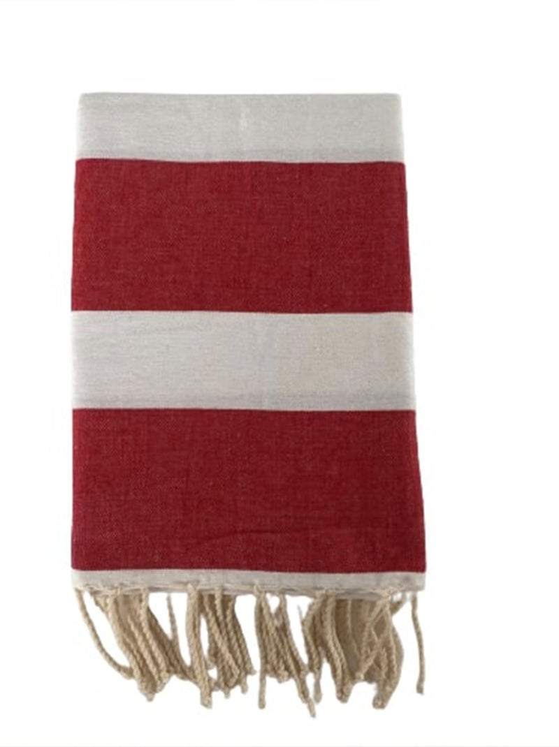 Fouta plate traditionnelle Rouge 100x200 190g/m² - Transat Rouge Rouge - Kiabi