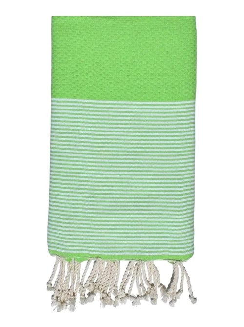 Fouta-serviette de plage nid d'abeille coton vert - Promo Linge - Kiabi