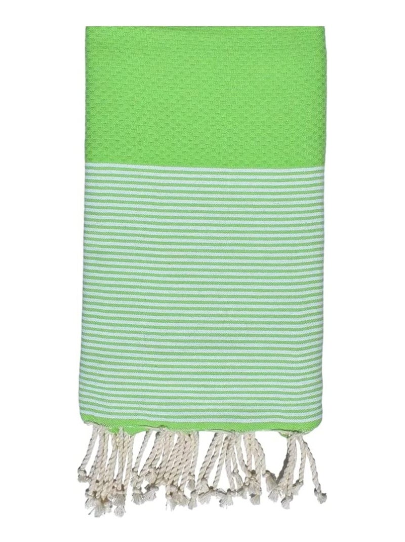 Fouta-serviette de plage nid d'abeille coton vert - Promo Linge Vert - Kiabi