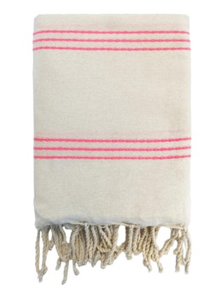 Fouta traditionnelle Calliope Écru/Pinky 100x200 190g/m²