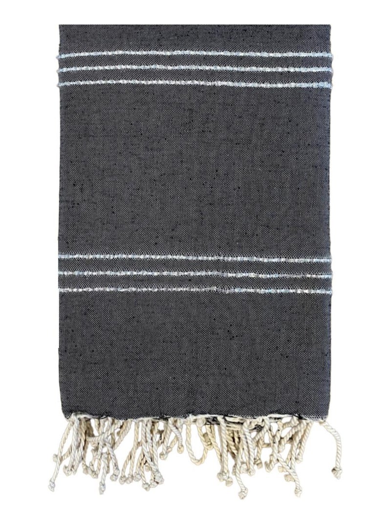 Fouta traditionnelle Osiris Noir/Argent 100x200 190g/m² Noir Argenté - Kiabi