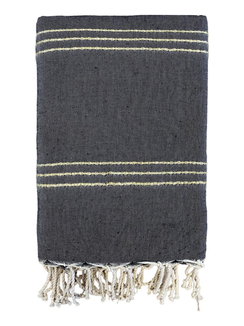 Fouta traditionnelle Osiris Noir/Doré 100x200 190g/m² Noir Doré - Kiabi