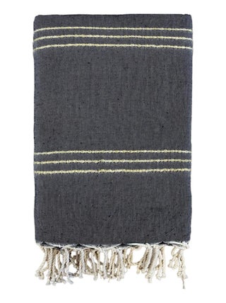 Fouta traditionnelle Osiris Noir/Doré 200x200 190g/m²