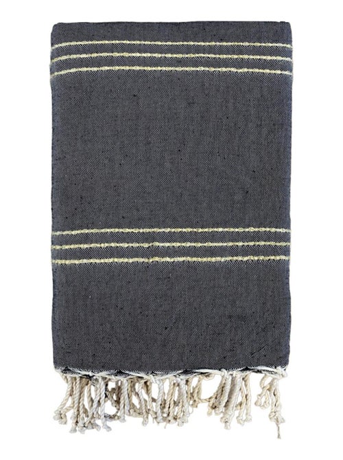 Fouta traditionnelle Osiris Noir/Doré 200x200 190g/m² - Kiabi