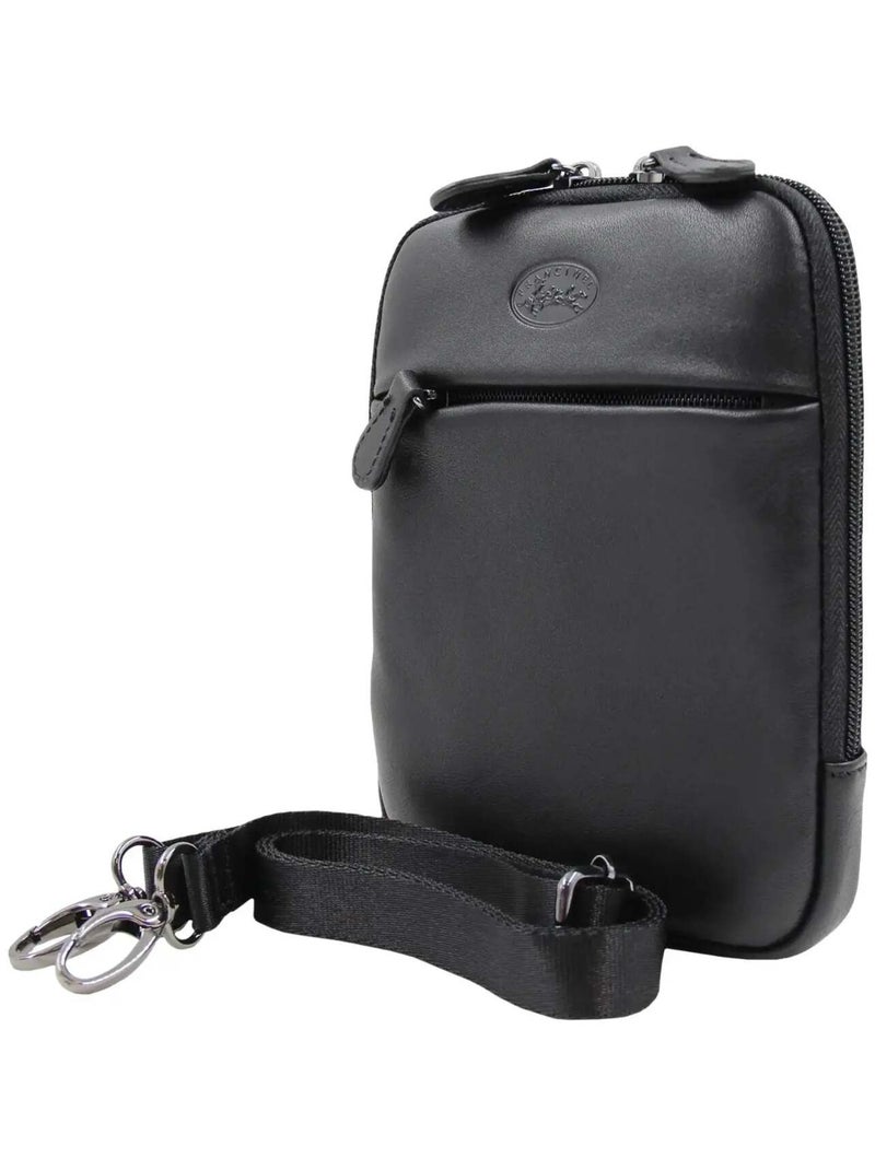 Francinel Sacoche cuir Palerme Noir - Kiabi