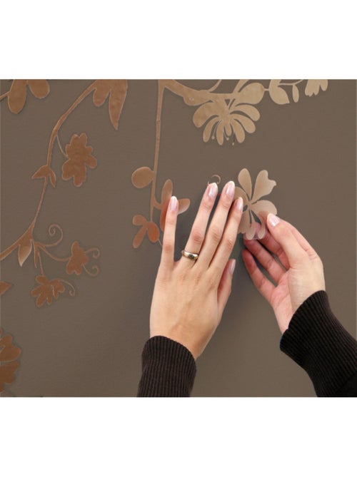 Frasca, Sticker mural branche avec fleur et feuilles couleur marron - 50x70 cm - Kiabi