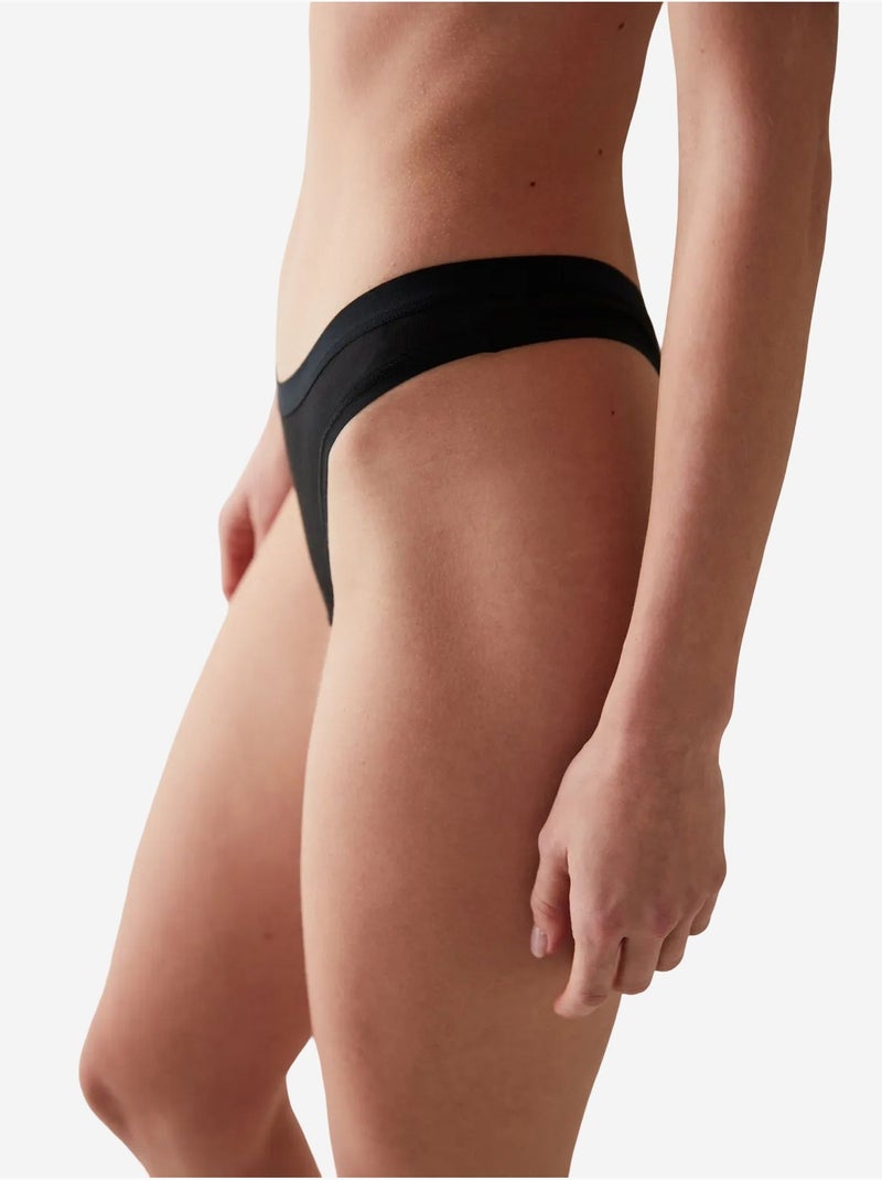 Fresh basic slip tanga en coton penti Noir - Kiabi