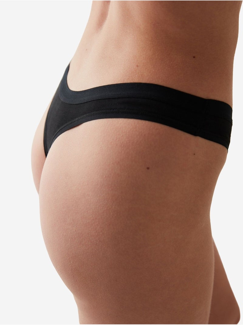 Fresh basic slip tanga en coton penti Noir - Kiabi