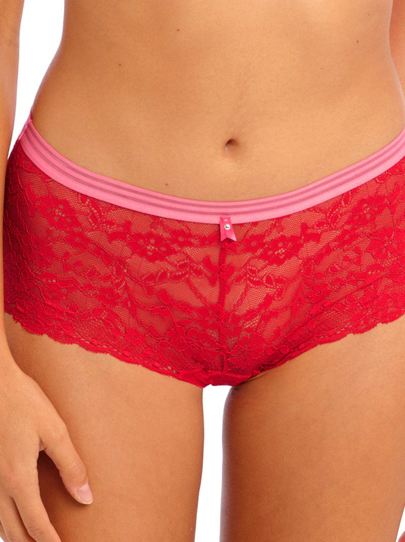 Freya - Shorty taille basse en dentelle Offbeat Rouge - Kiabi