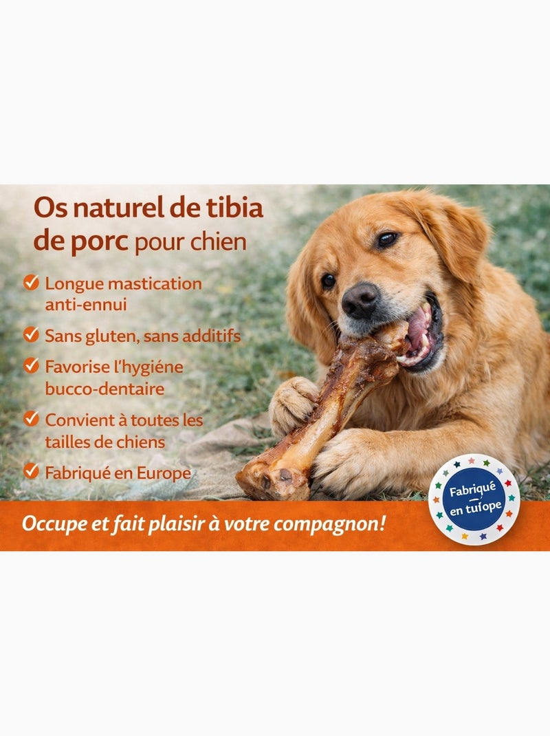 Friandises chien Nature Os de tibia de porc avec de la viande Marron - Kiabi