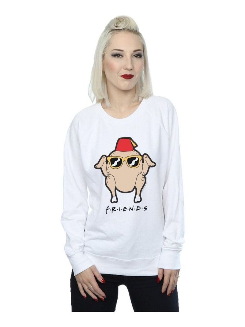 Friends - Sweat motif/style Dinde à lunettes Blanc - Kiabi