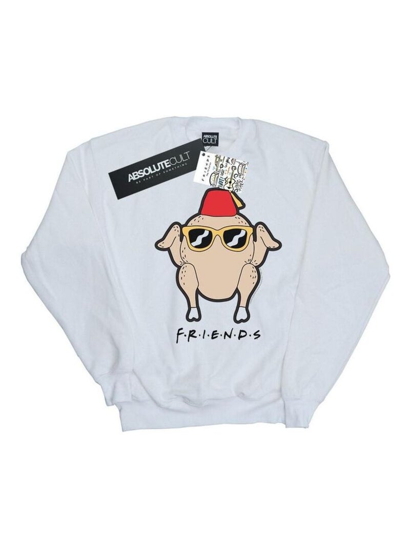 Friends - Sweat motif/style Dinde à lunettes Blanc - Kiabi