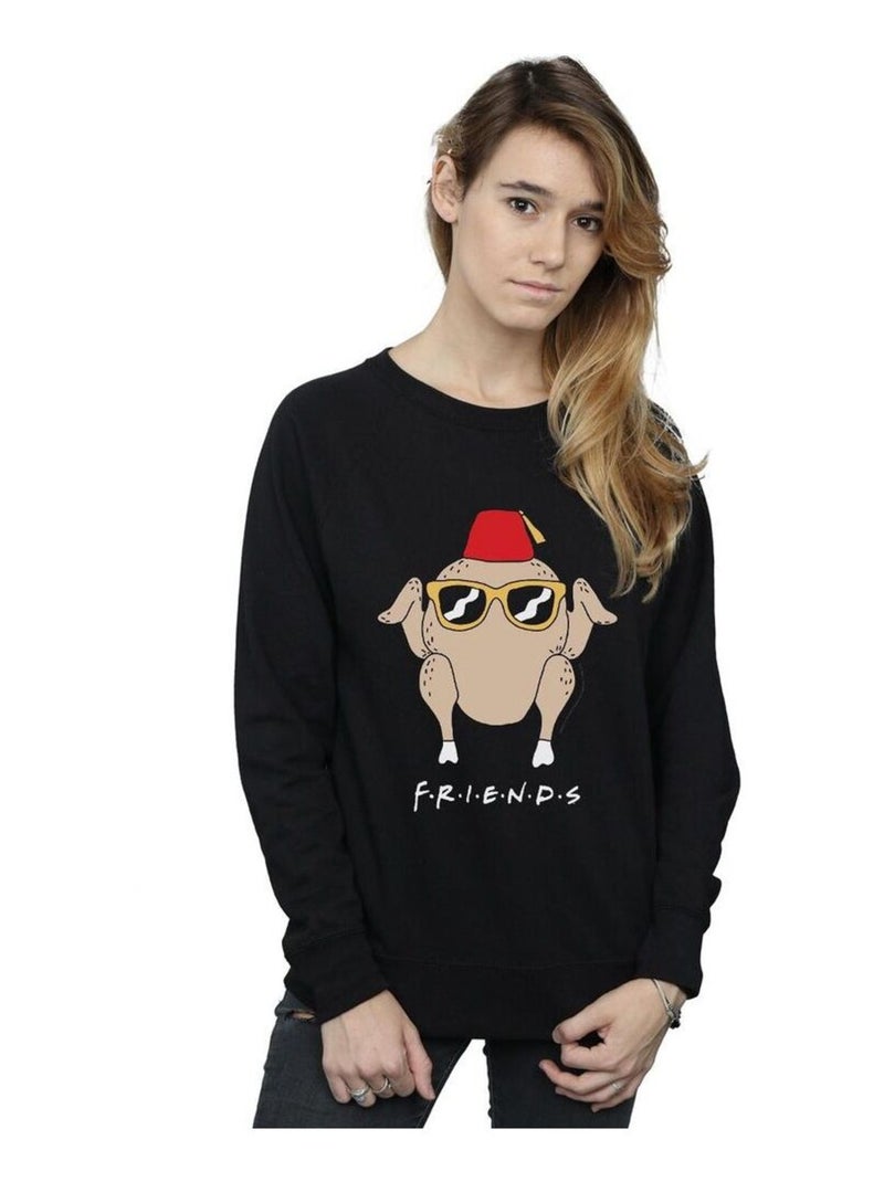 Friends - Sweat motif/style Dinde à lunettes Noir - Kiabi