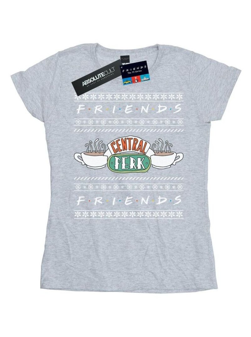 Friends - T-shirt motif/style festif CENTRAL PERK Gris chiné - Kiabi