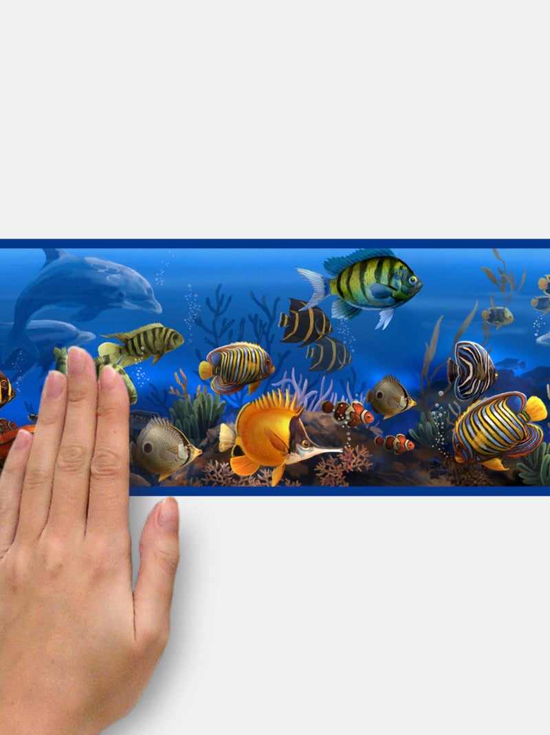 Frise adhésive - Animaux Marins - Longueur 4,57 mètres Multicolore - Kiabi