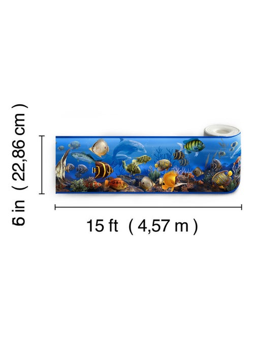 Frise adhésive - Animaux Marins - Longueur 4,57 mètres - Kiabi