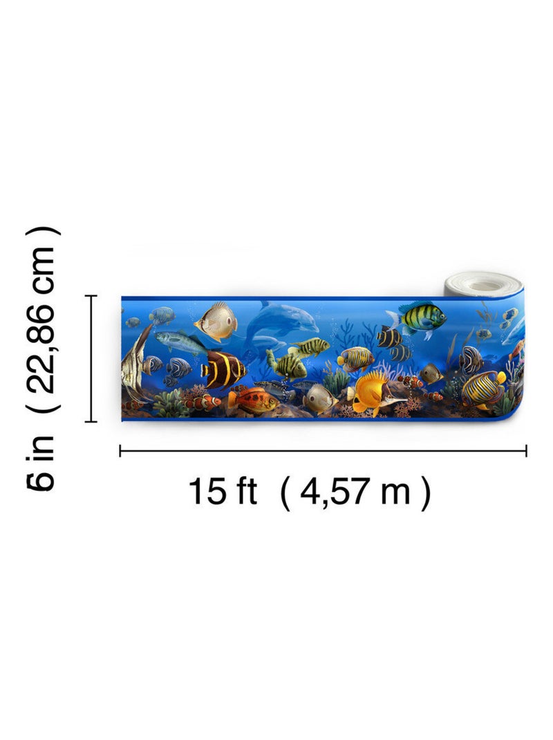 Frise adhésive - Animaux Marins - Longueur 4,57 mètres Multicolore - Kiabi