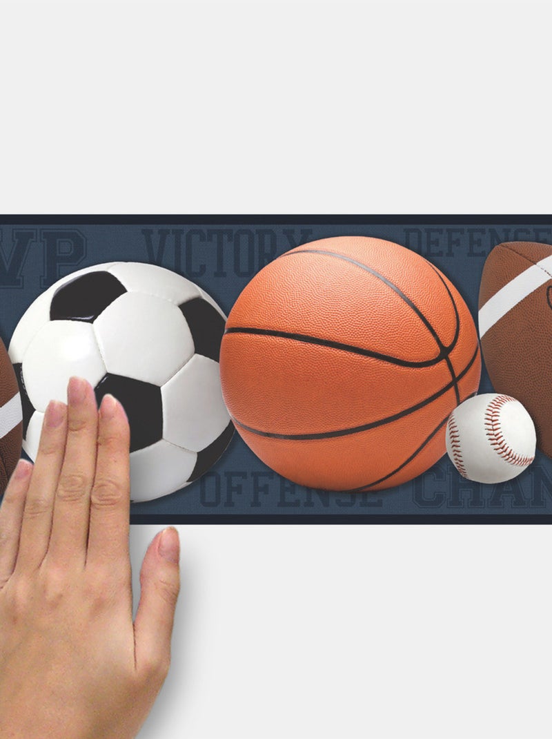 Frise adhésive - Baseball - Basketall - Rugby - Longueur 22,86 cm Multicolore - Kiabi
