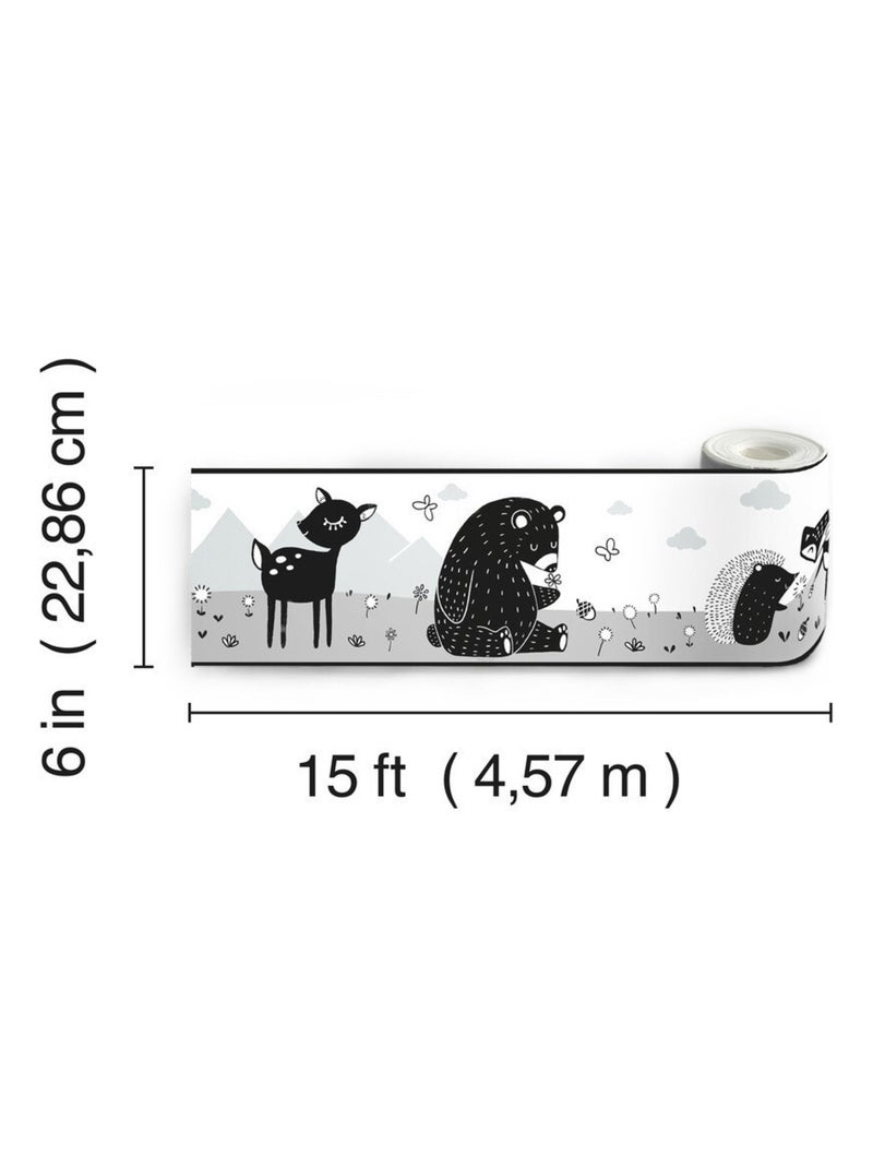 Frise adhésive - Chat Noir- Longueur 22,86 cm Multicolore - Kiabi