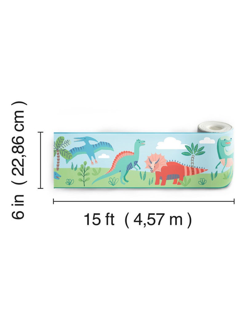 Frise adhésive - Dinosaure Parade - Longueur 22,86 cm Multicolore - Kiabi