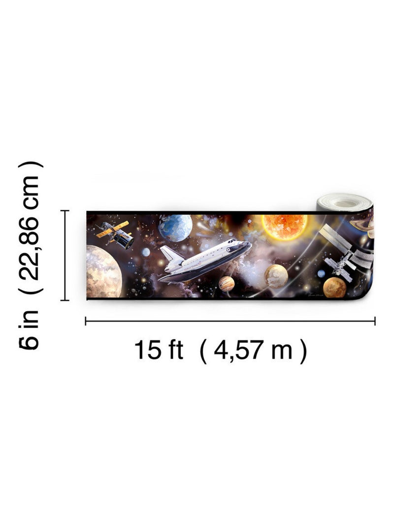 Frise adhésive - Espace Galaxy - Longueur 22,86 cm Multicolore - Kiabi