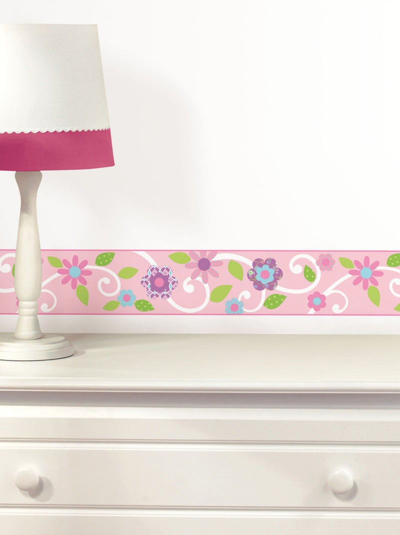 Frise adhésive - Florale - Longueur 22,86 cm Multicolore - Kiabi
