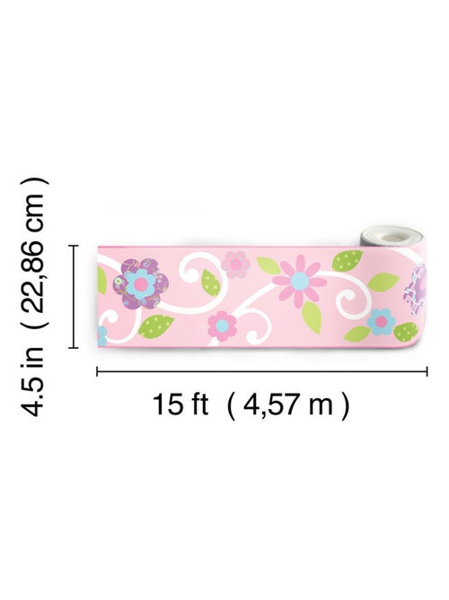 Frise adhésive - Florale - Longueur 22,86 cm - Kiabi