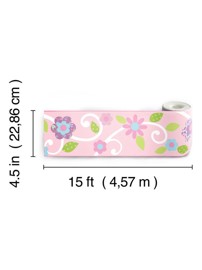 Frise adhésive - Florale - Longueur 22,86 cm Multicolore - Kiabi