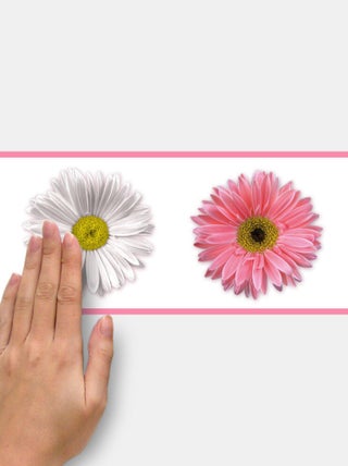 Frise adhésive - Florale Rose - Longueur 22,86 cm