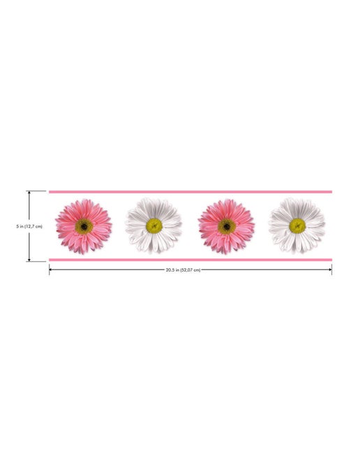 Frise adhésive - Florale Rose - Longueur 22,86 cm - Kiabi