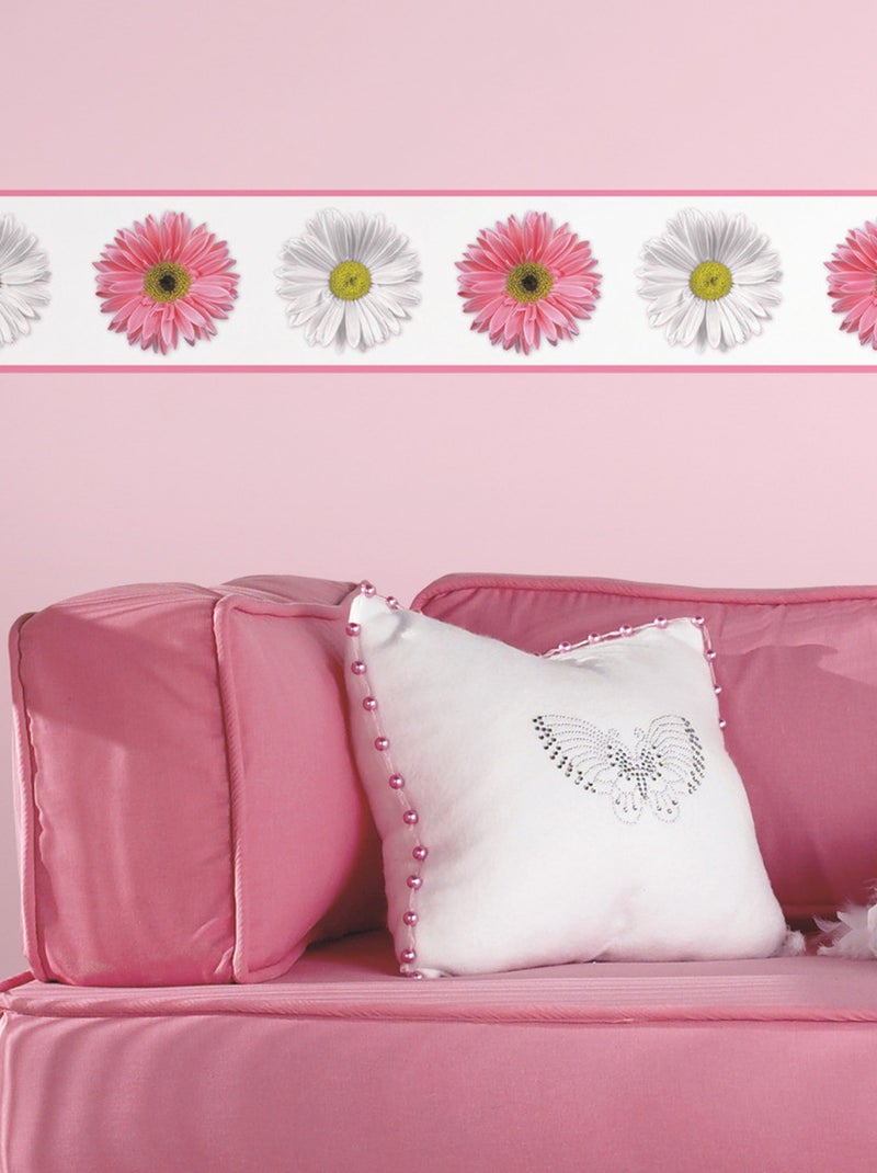 Frise adhésive - Florale Rose - Longueur 22,86 cm Multicolore - Kiabi