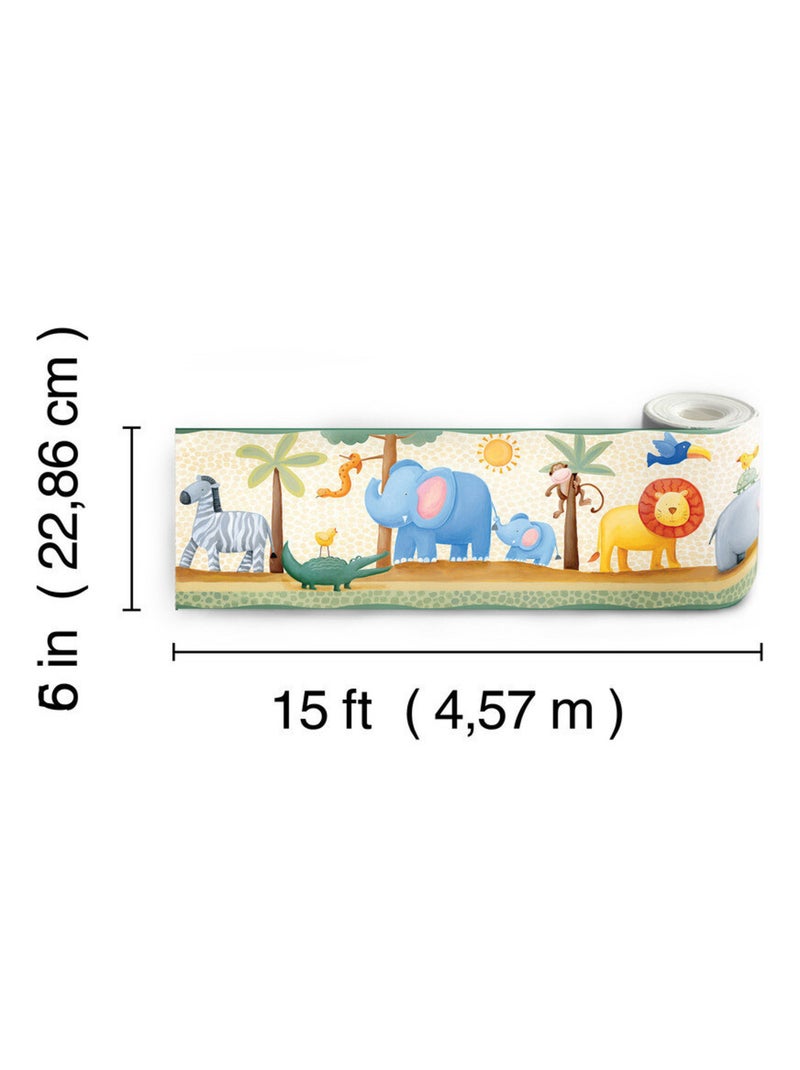Frise adhésive - Jungle - Longueur 22,86 cm Multicolore - Kiabi