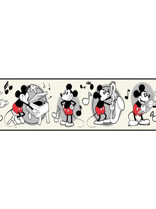 Frise adhésive Disney Mickey Mouse vintage Piano, saxo et violon - 12,7 cm x 4.57 m - Kiabi