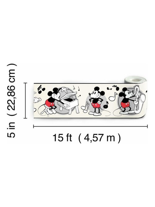 Frise adhésive Disney Mickey Mouse vintage Piano, saxo et violon - 12,7 cm x 4.57 m - Kiabi