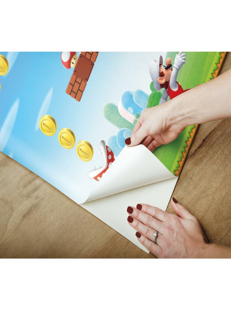 Frise adhésive Mario Bros. scène de jeu Nin - 457,2 cm x 45.7 cm Multicolore - Kiabi