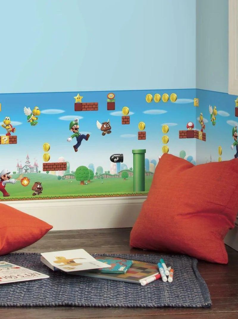 Frise adhésive Mario Bros. scène de jeu Nin - 457,2 cm x 45.7 cm Multicolore - Kiabi