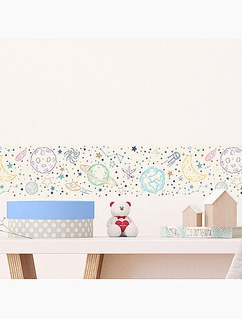 Frise auto-adhésive - espace dessiné beige - 500x13,8 cm