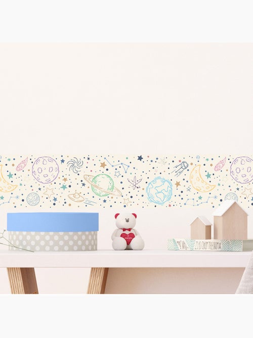Frise auto-adhésive - espace dessiné beige - 500x13,8 cm - Kiabi