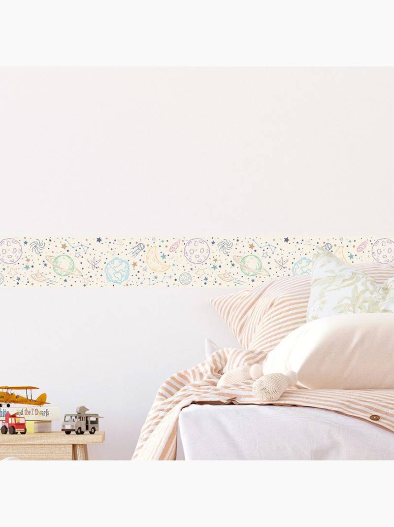 Frise auto-adhésive - espace dessiné beige - 500x13,8 cm Multicolore - Kiabi